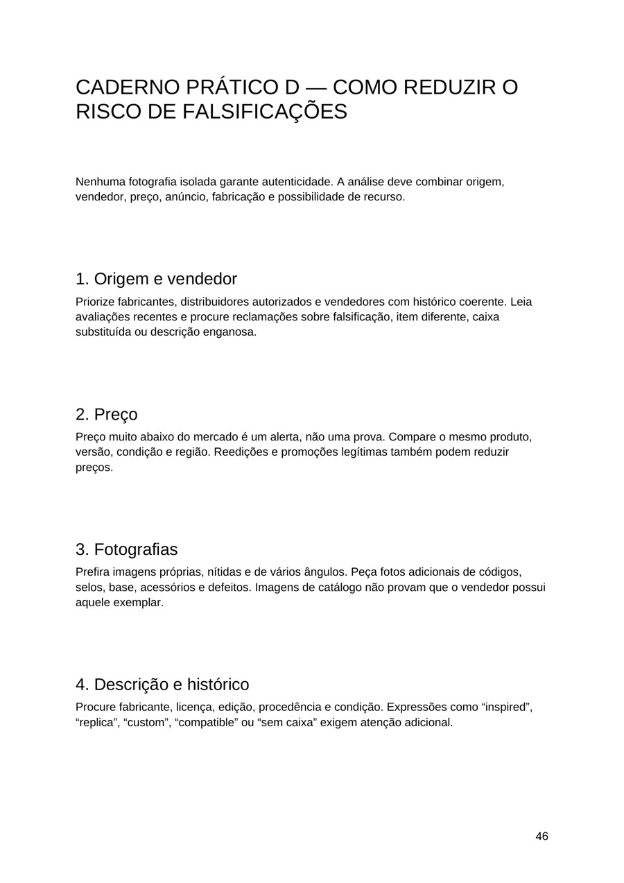 Página do ebook sobre Prevenção de falsificações