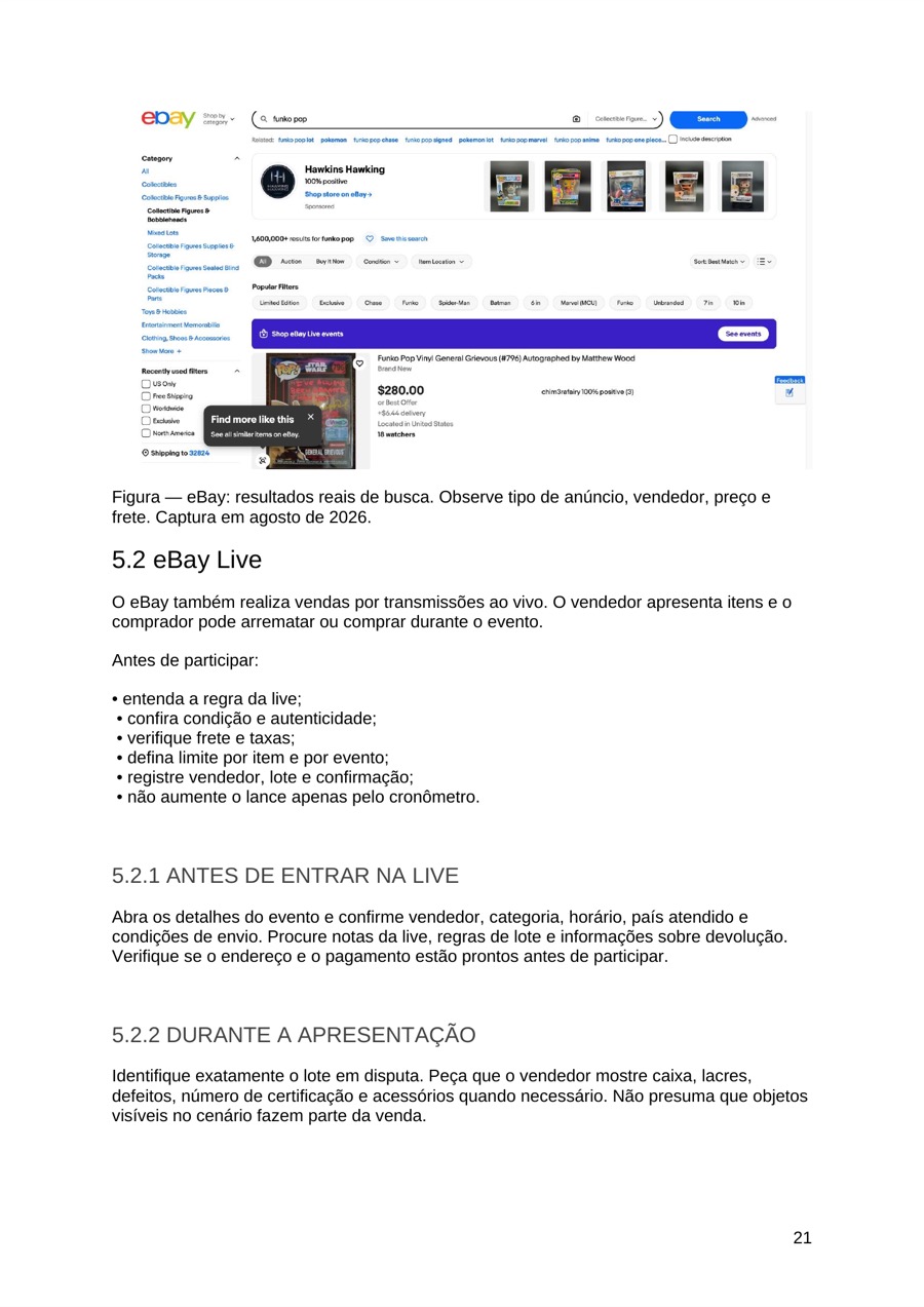 Página do ebook sobre eBay: compra, oferta e leilão