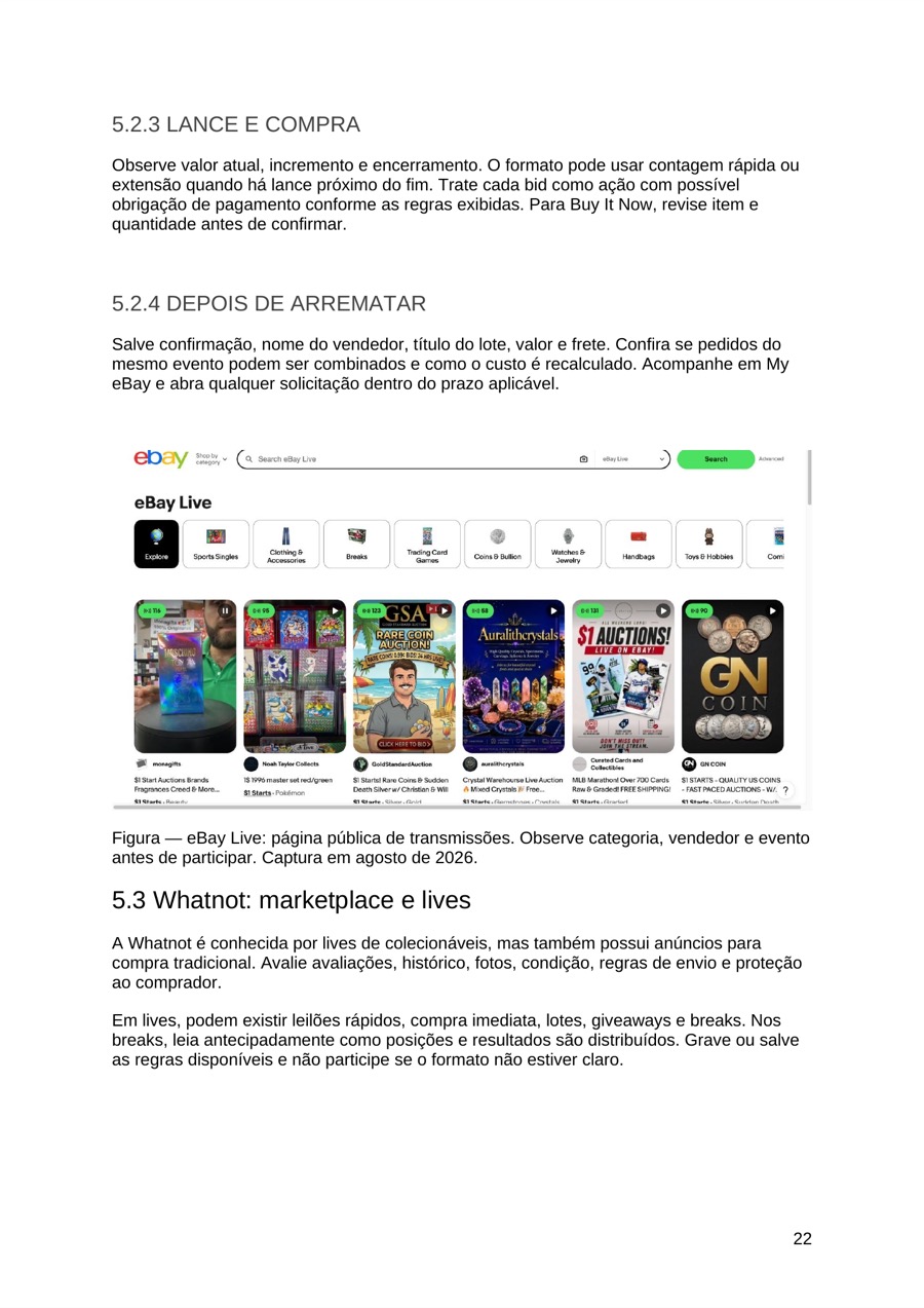 Página do ebook sobre Compras em lives